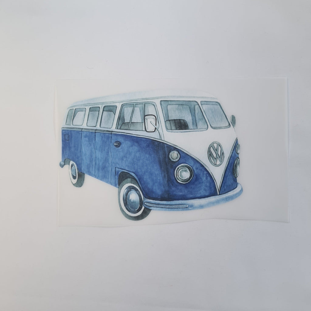 Blue Campervan Iron on fabric heat transfer DTF-3