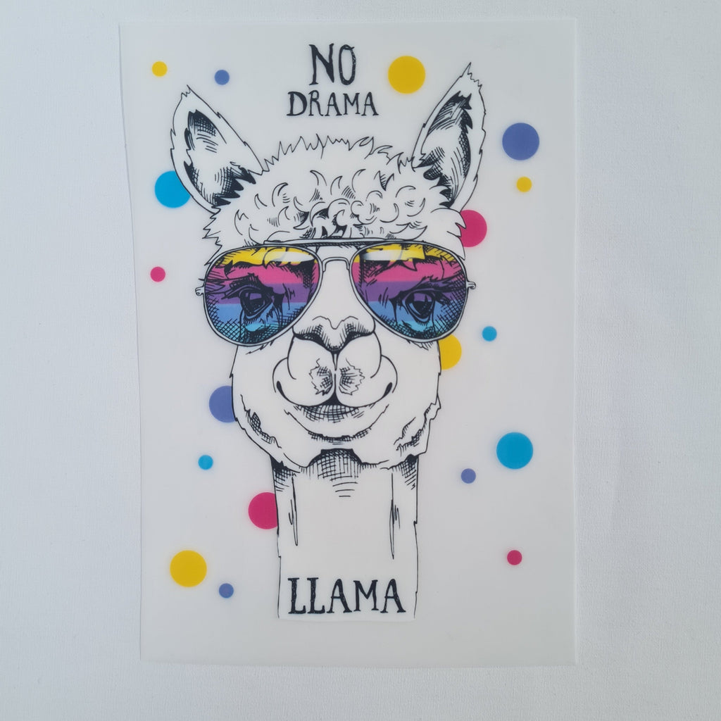 No Drama Llama Iron on fabric heat transfer DTF-10