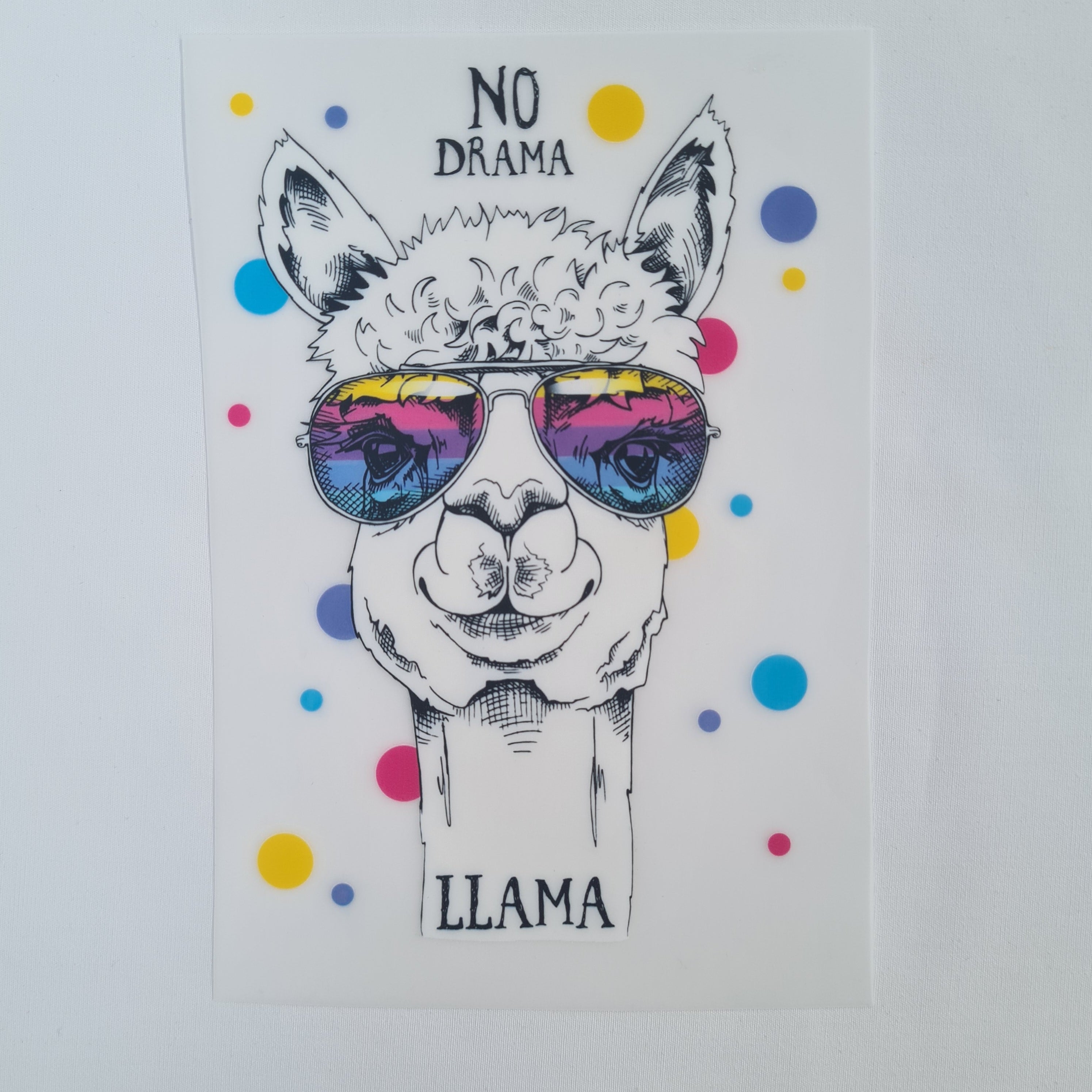 No Drama Llama Iron on fabric heat transfer DTF-10