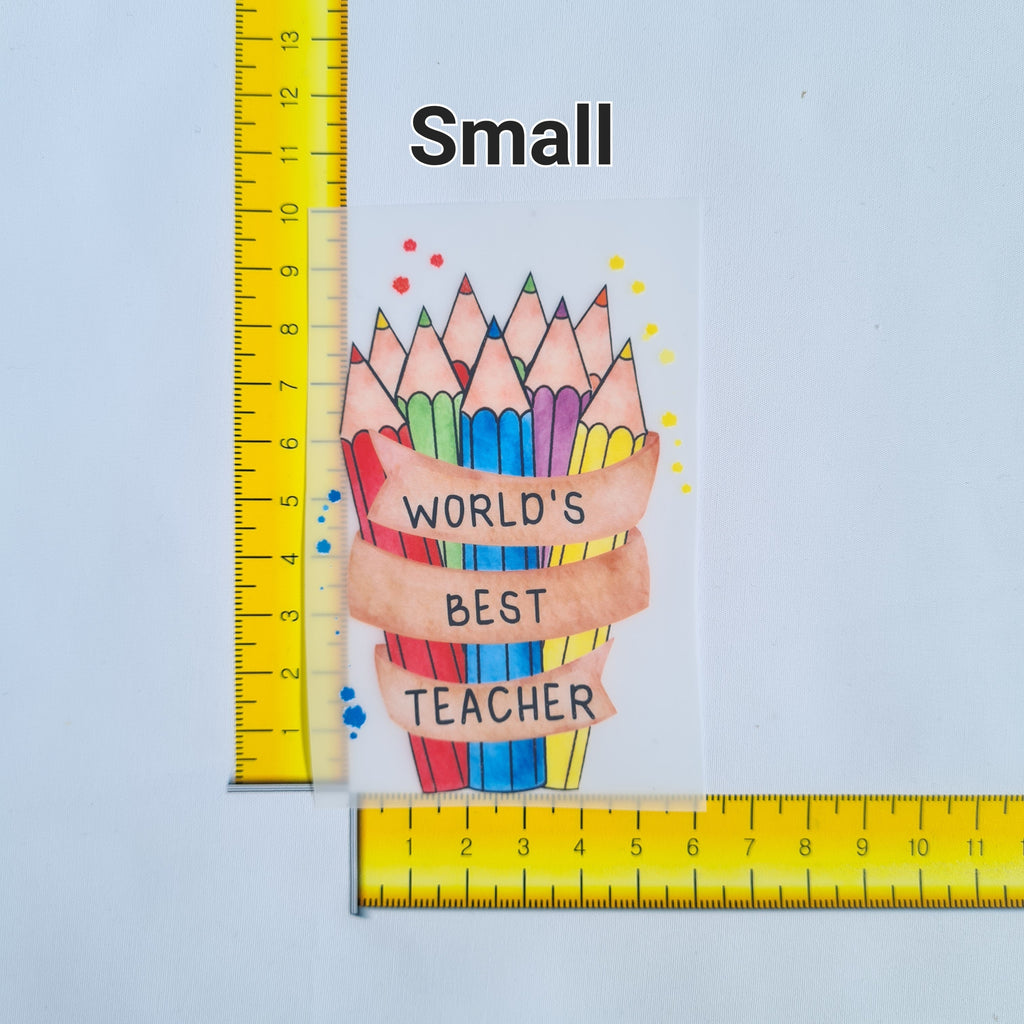 World's Best Teacher Crayons Iron on fabric heat transfer DTF-11