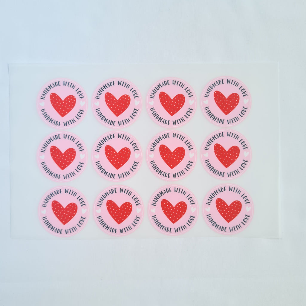 Handmade with Love Heart Iron on fabric heat transfer DTF-14