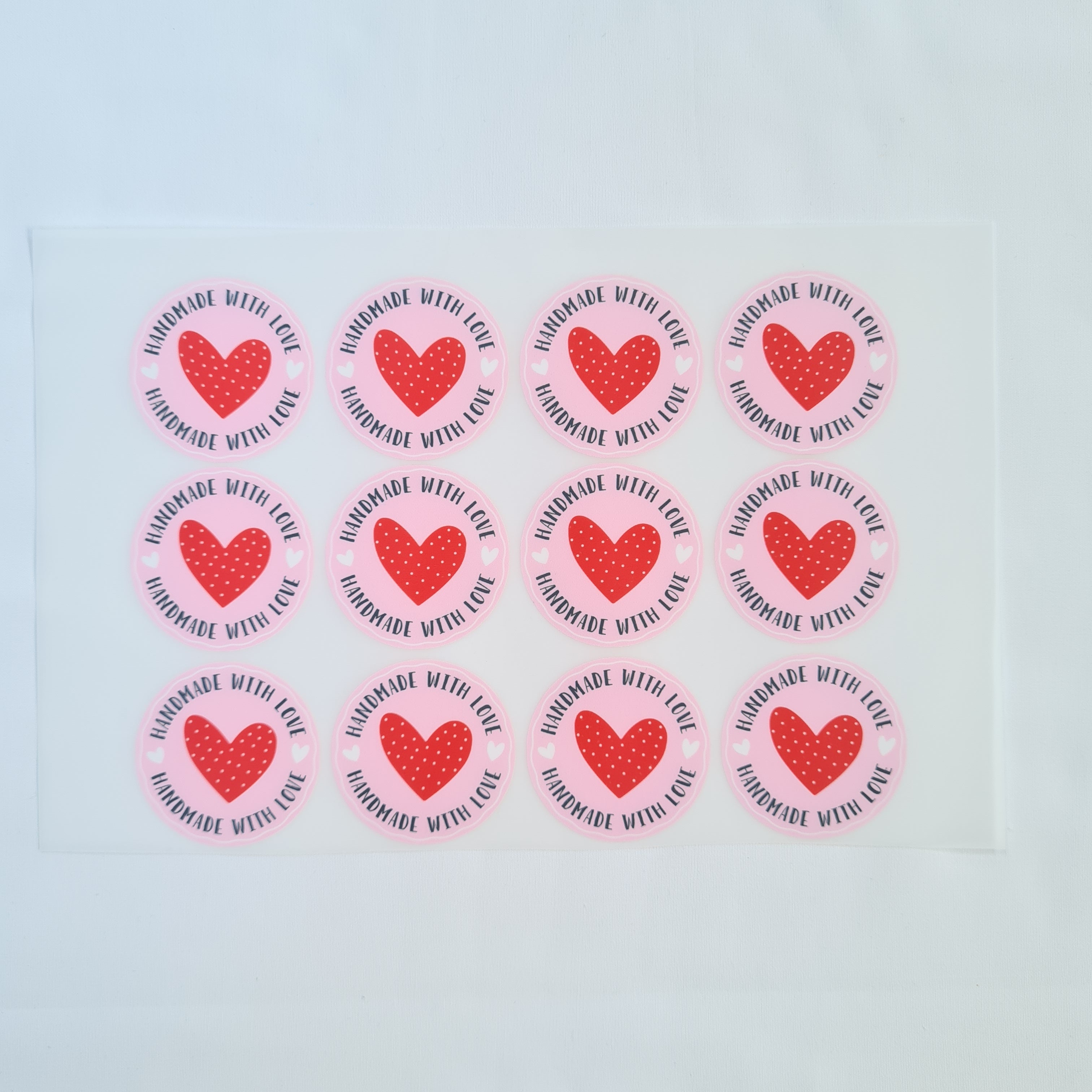 Handmade with Love Heart Iron on fabric heat transfer DTF-14