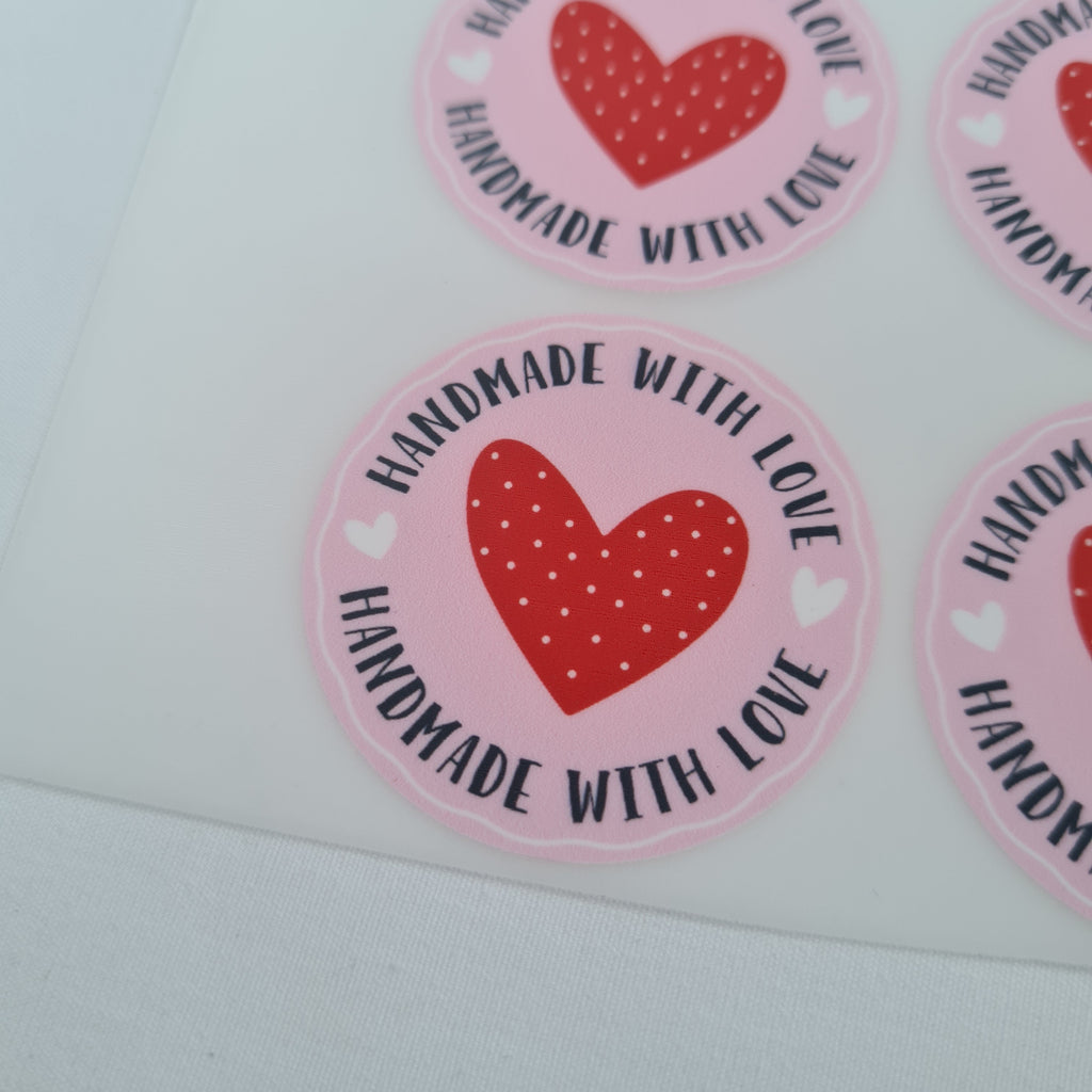 Handmade with Love Heart Iron on fabric heat transfer DTF-14