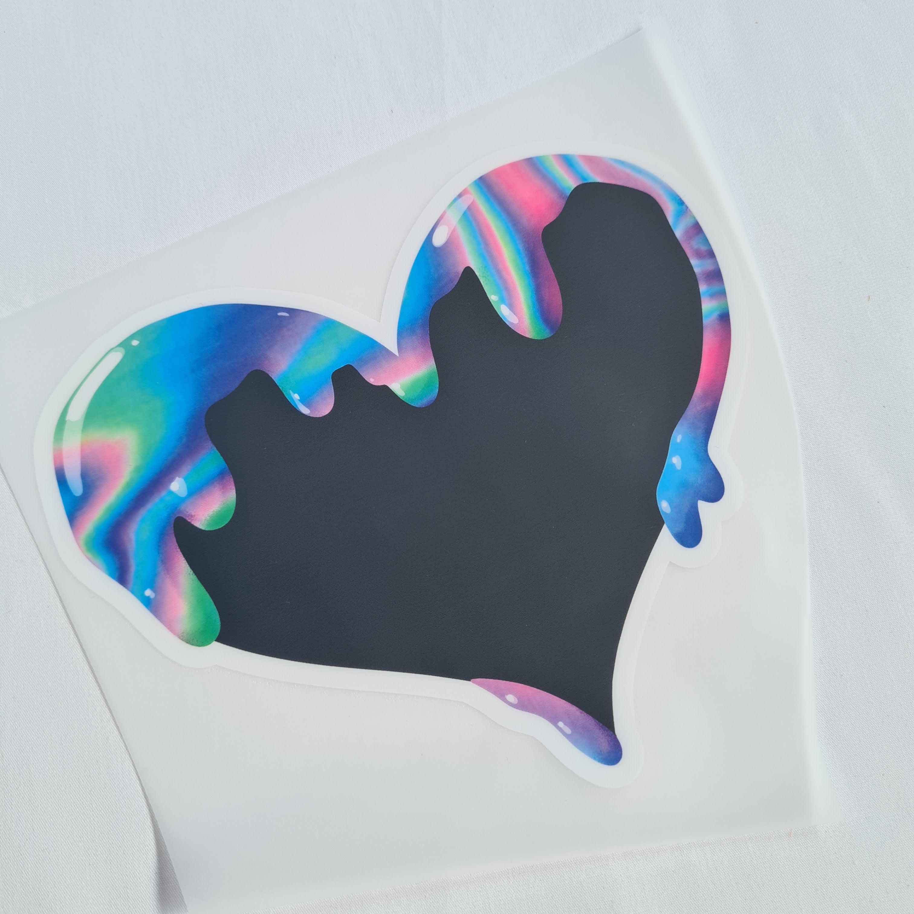 Neon Marble Heart Iron on fabric heat transfer DTF-69