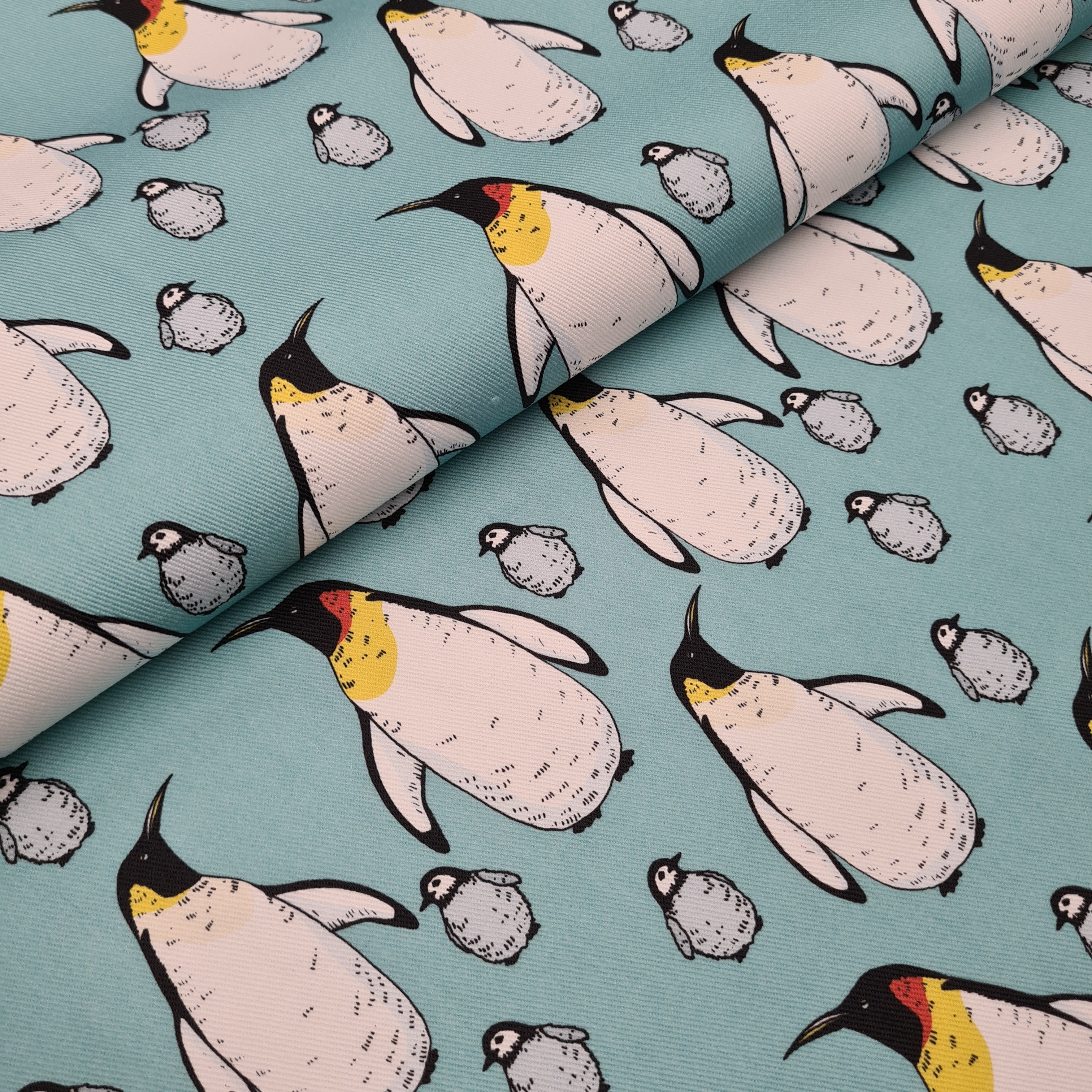 Penguins Mint Fabric