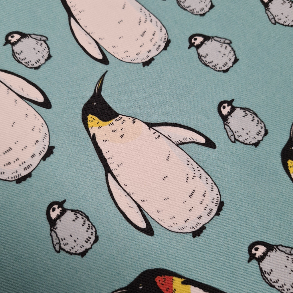 Penguins Mint Fabric