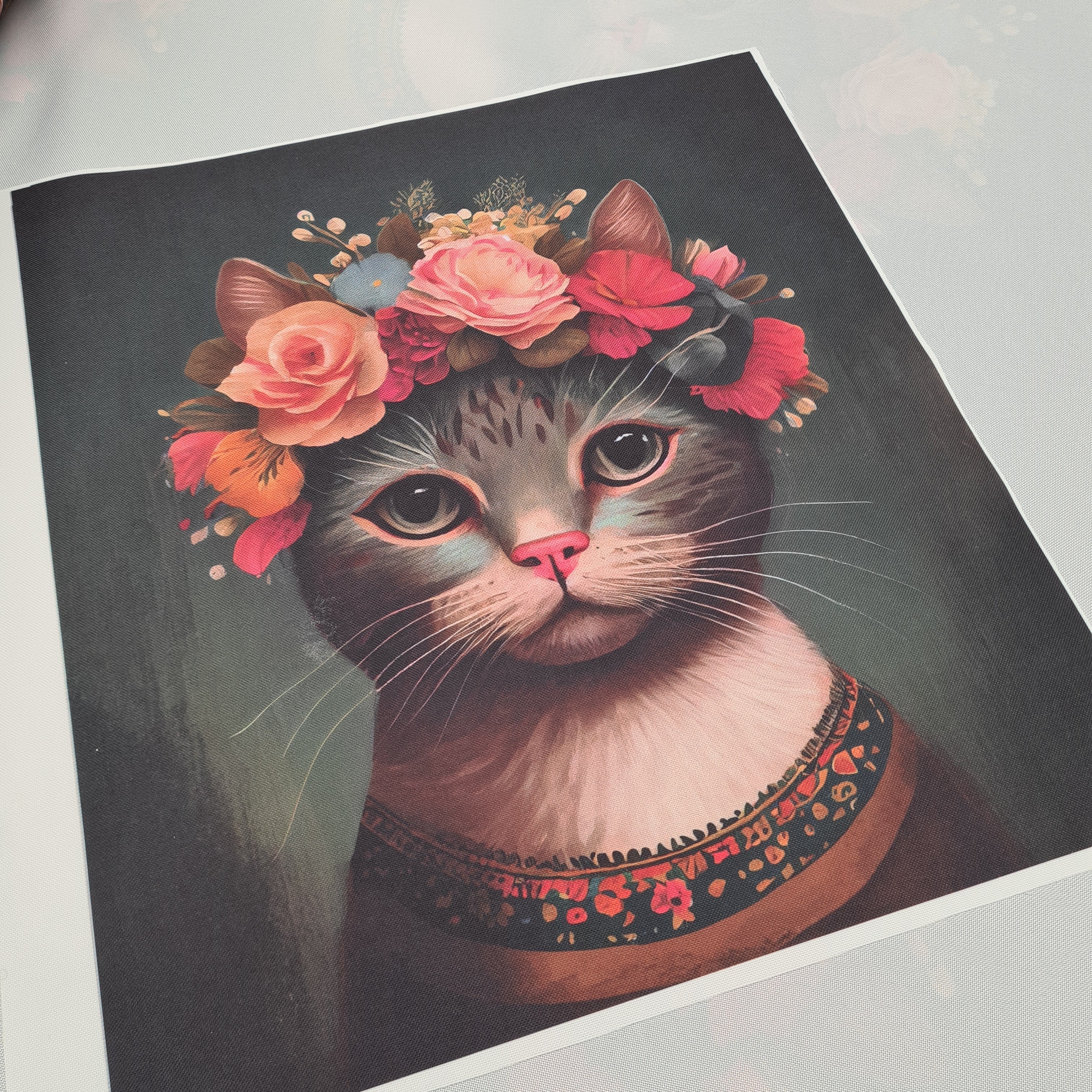 TOTE Floral Cat 1 Fabric Bag Panel