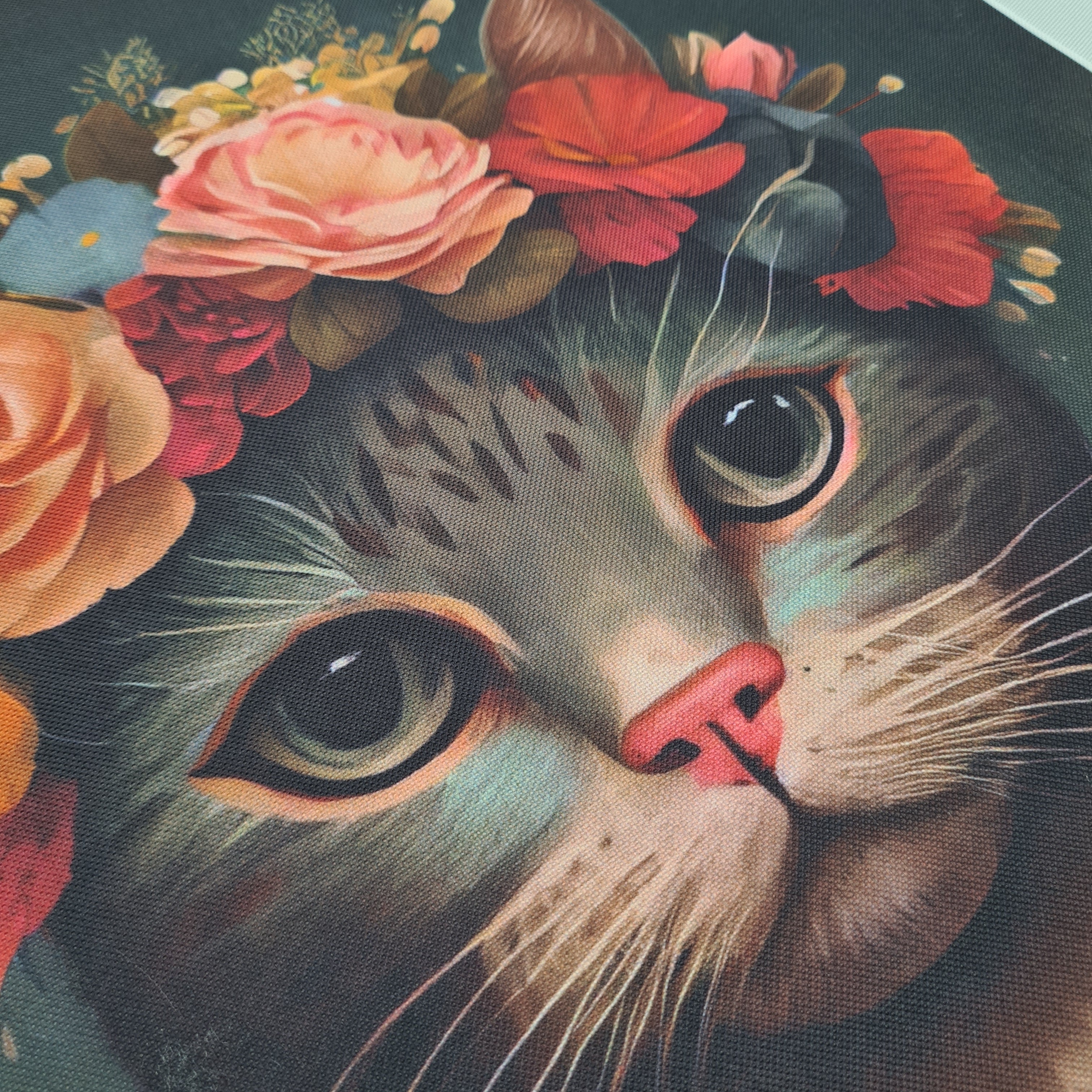 TOTE Floral Cat 1 Fabric Bag Panel