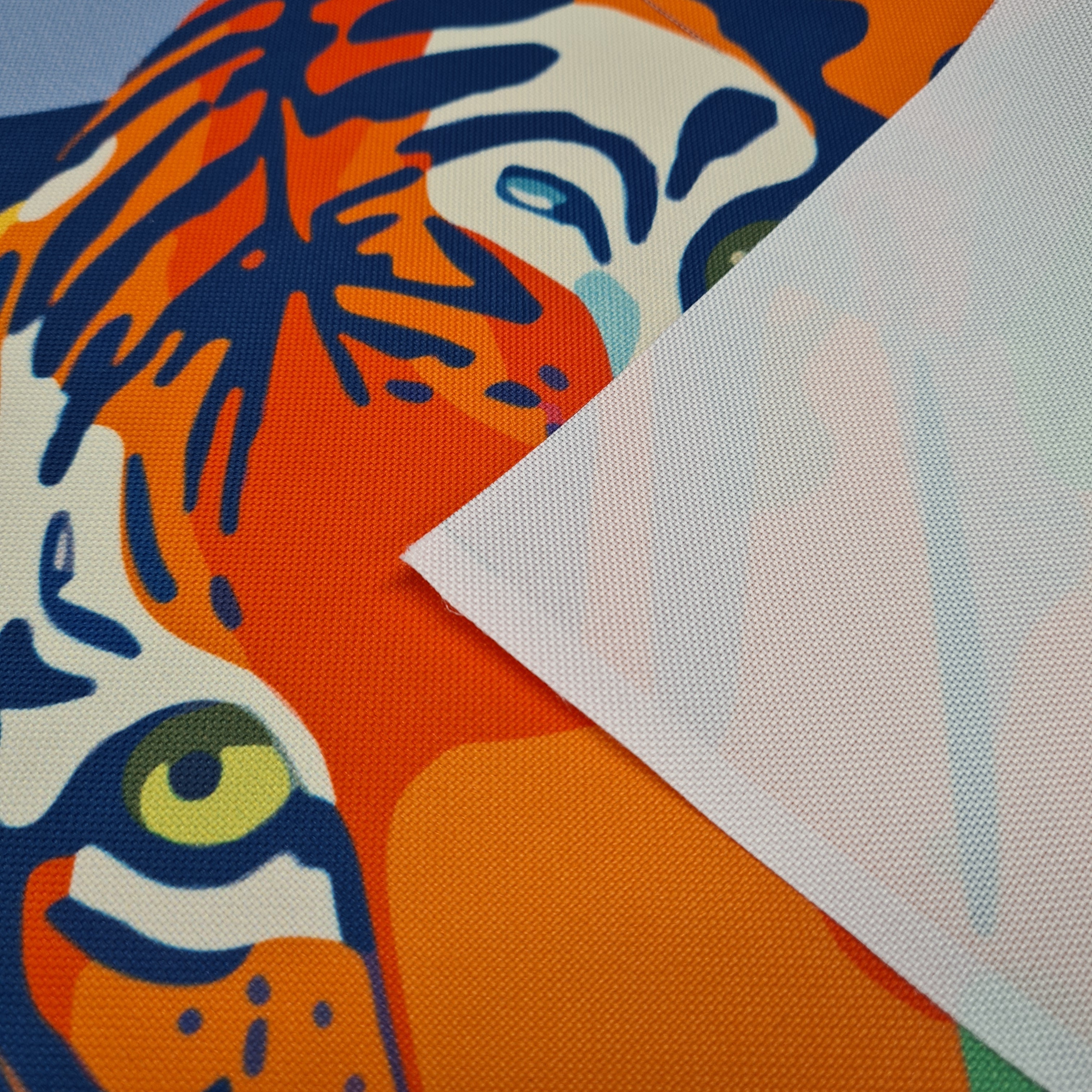 TOTE Tiger On Blue Fabric Bag Panel