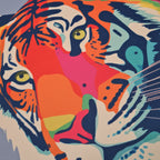 TOTE Tiger On Blue Fabric Bag Panel