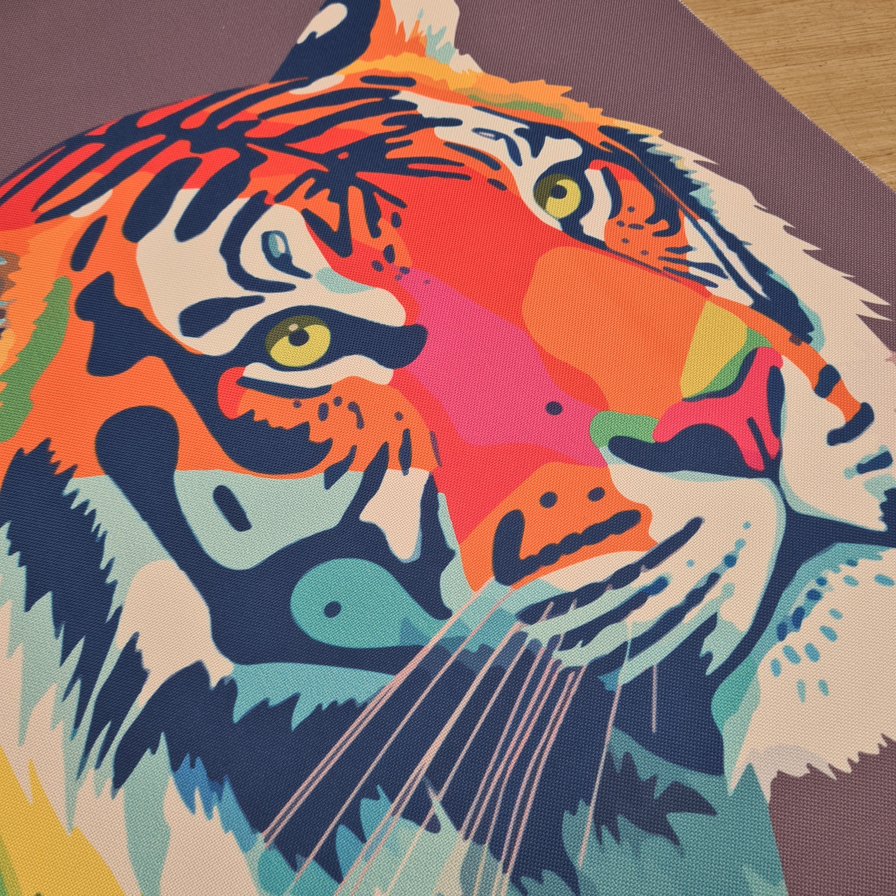 TOTE Tiger On Grey Fabric Bag Panel