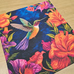 TOTE Quilted Hummingbird Blue Fabric Bag Panel