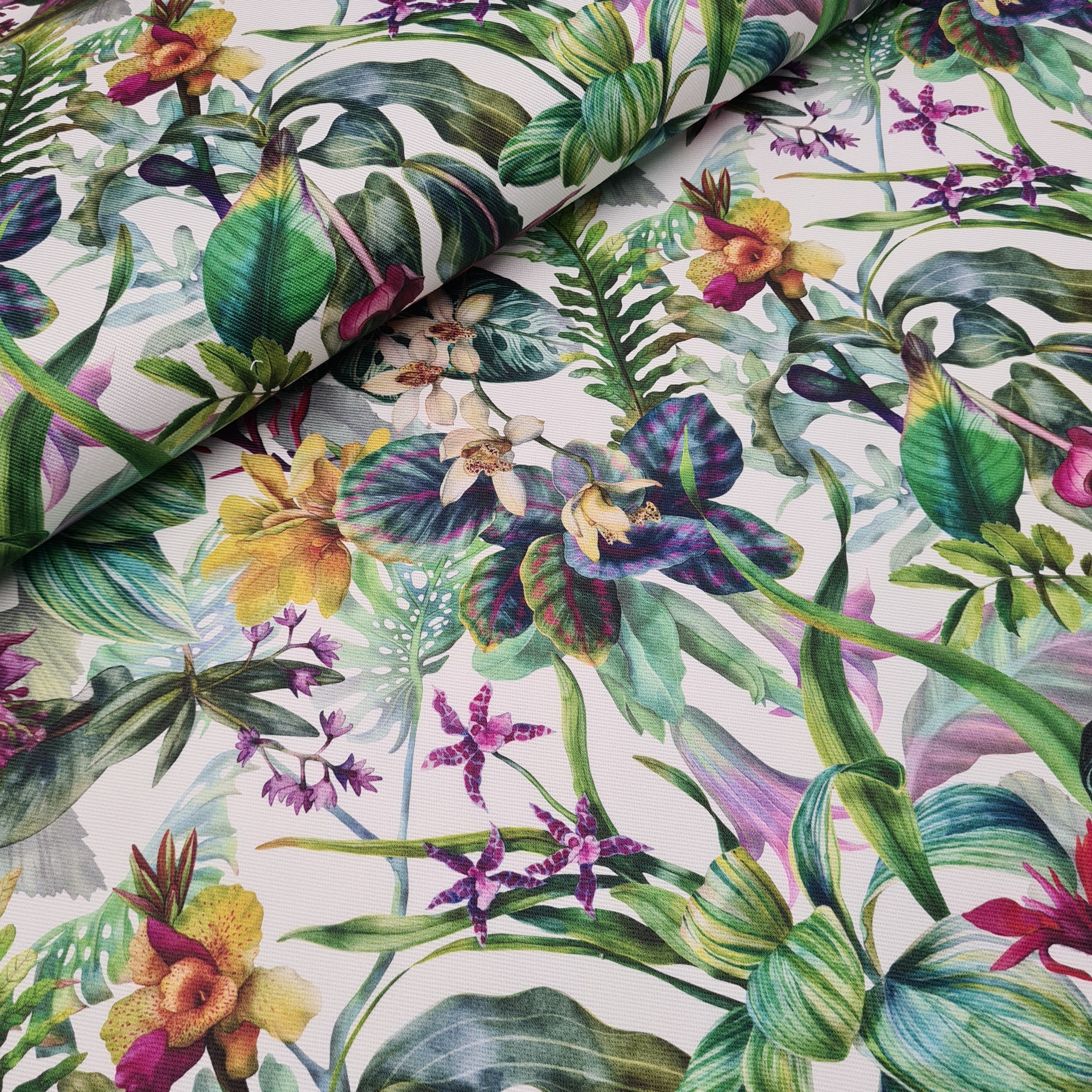 Tropical Garden White Fabric