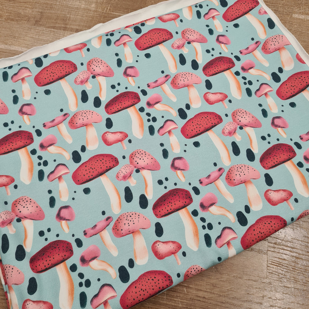 Mushrooms Blue Fabric