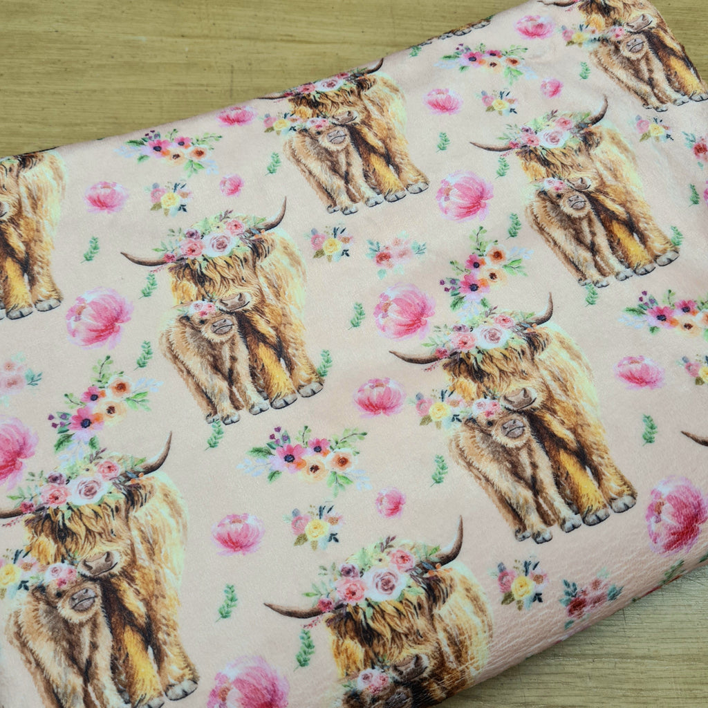 Highland Cows Pink Fabric