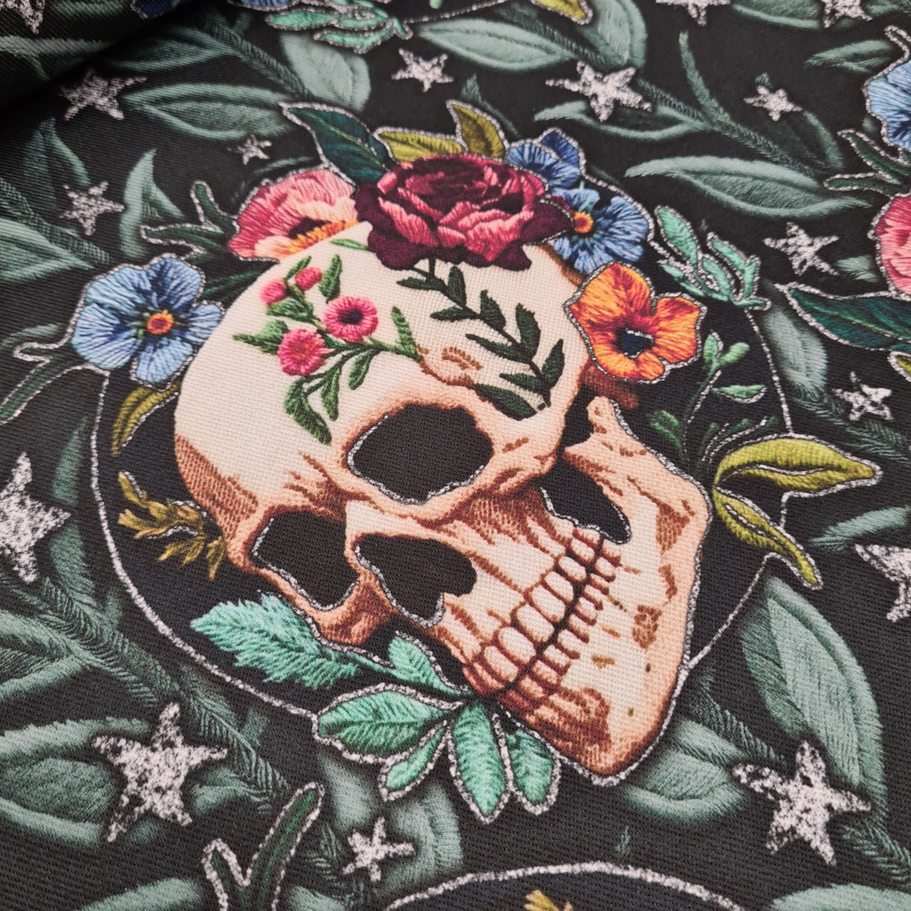 Embroidery Skulls Fabric