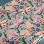 Pastel Dragonflies Embroidery Fabric