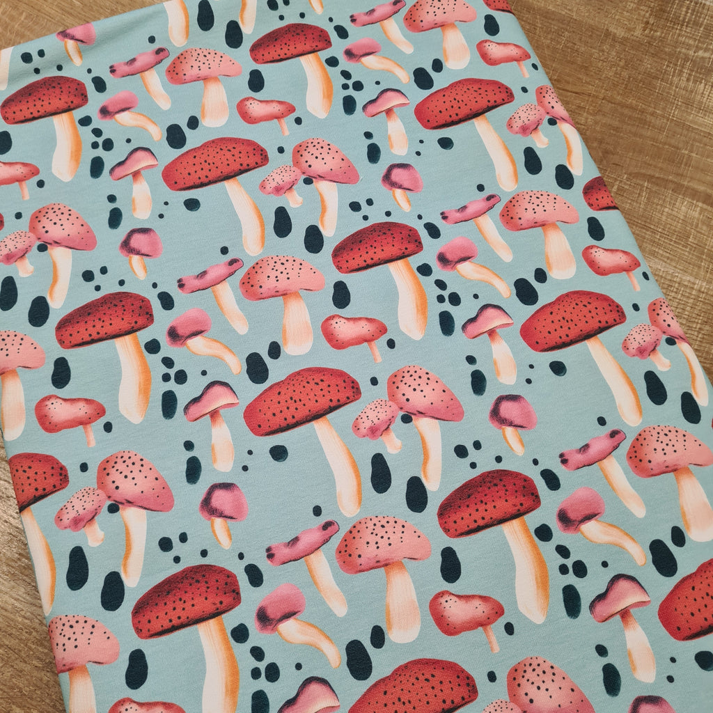 Mushrooms Blue Fabric