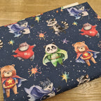 Superhero Animals Navy Fabric
