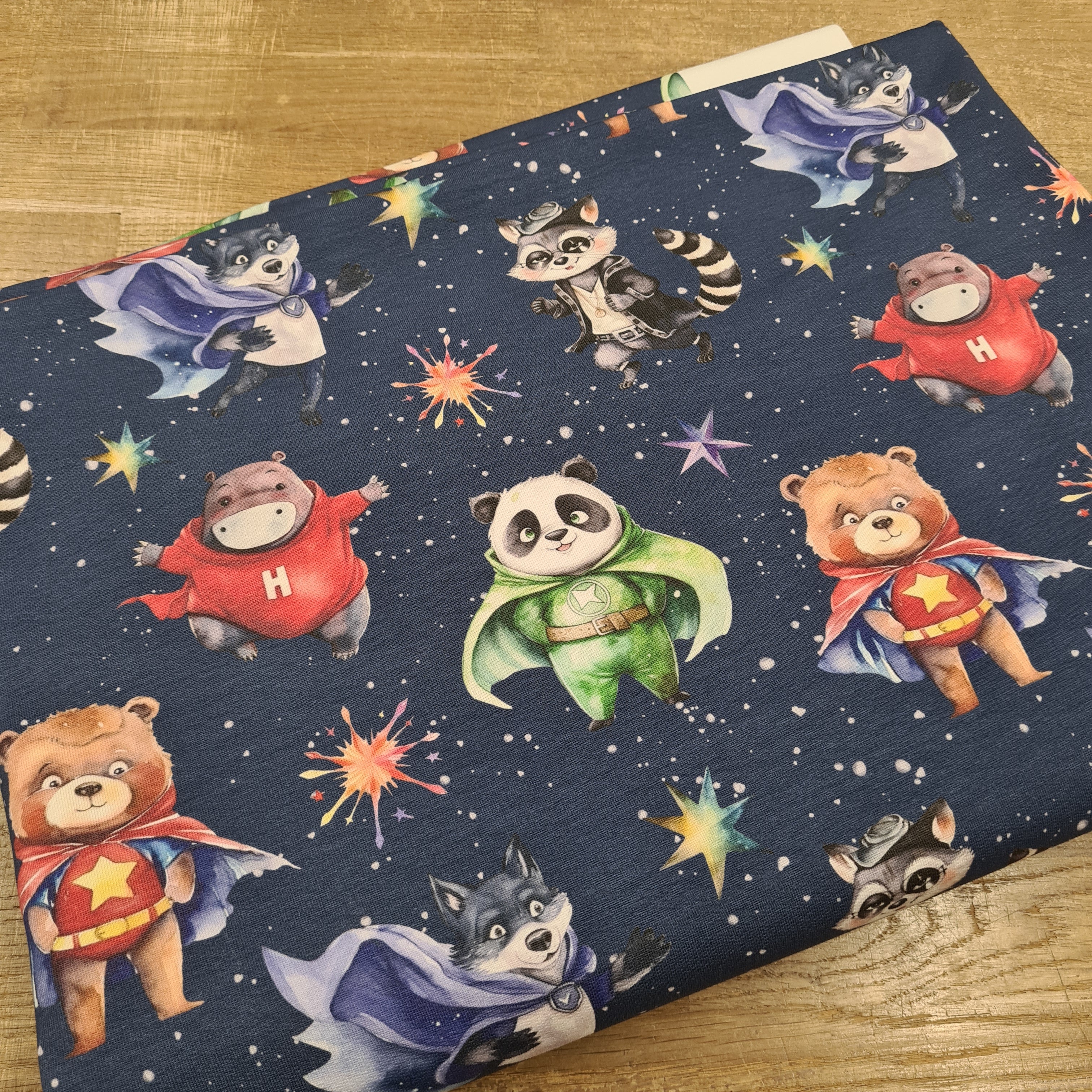 Superhero Animals Navy Fabric