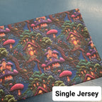 Embroidery Forest Fairy Houses Fabric