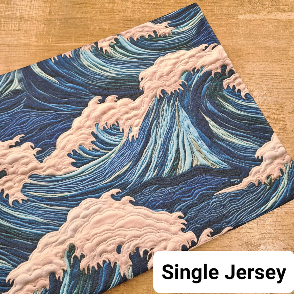 Ocean Waves Embroidery Fabric