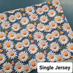 Daisy Blue Embroidery Fabric