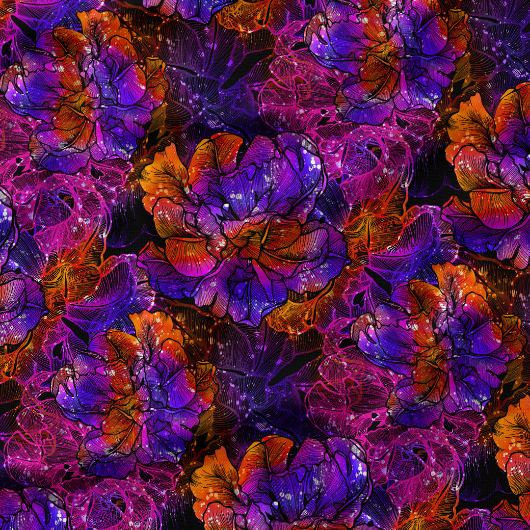 Purple and Orange Floral Fabric