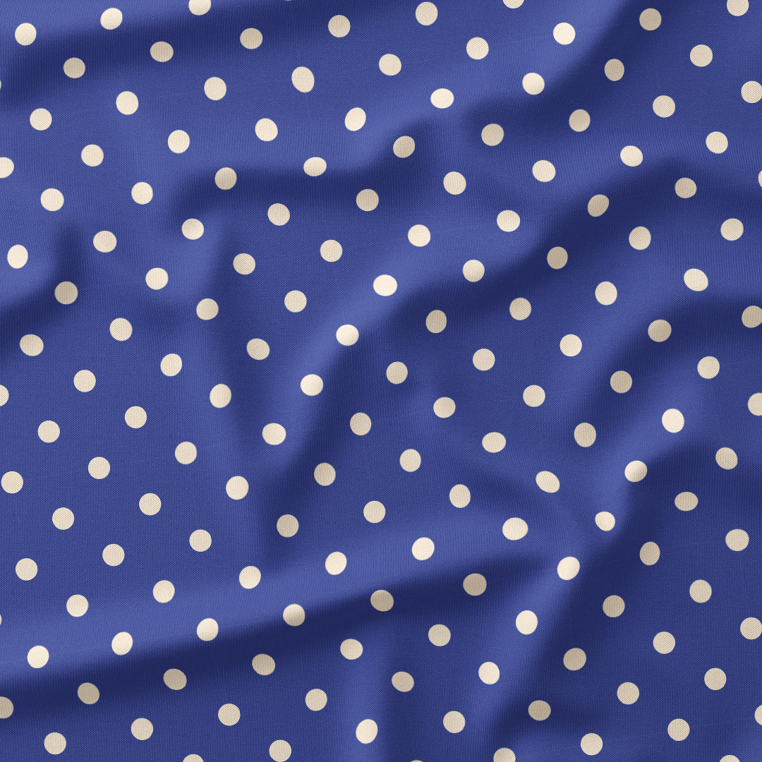 Polka Dot Cream and Blue fabric