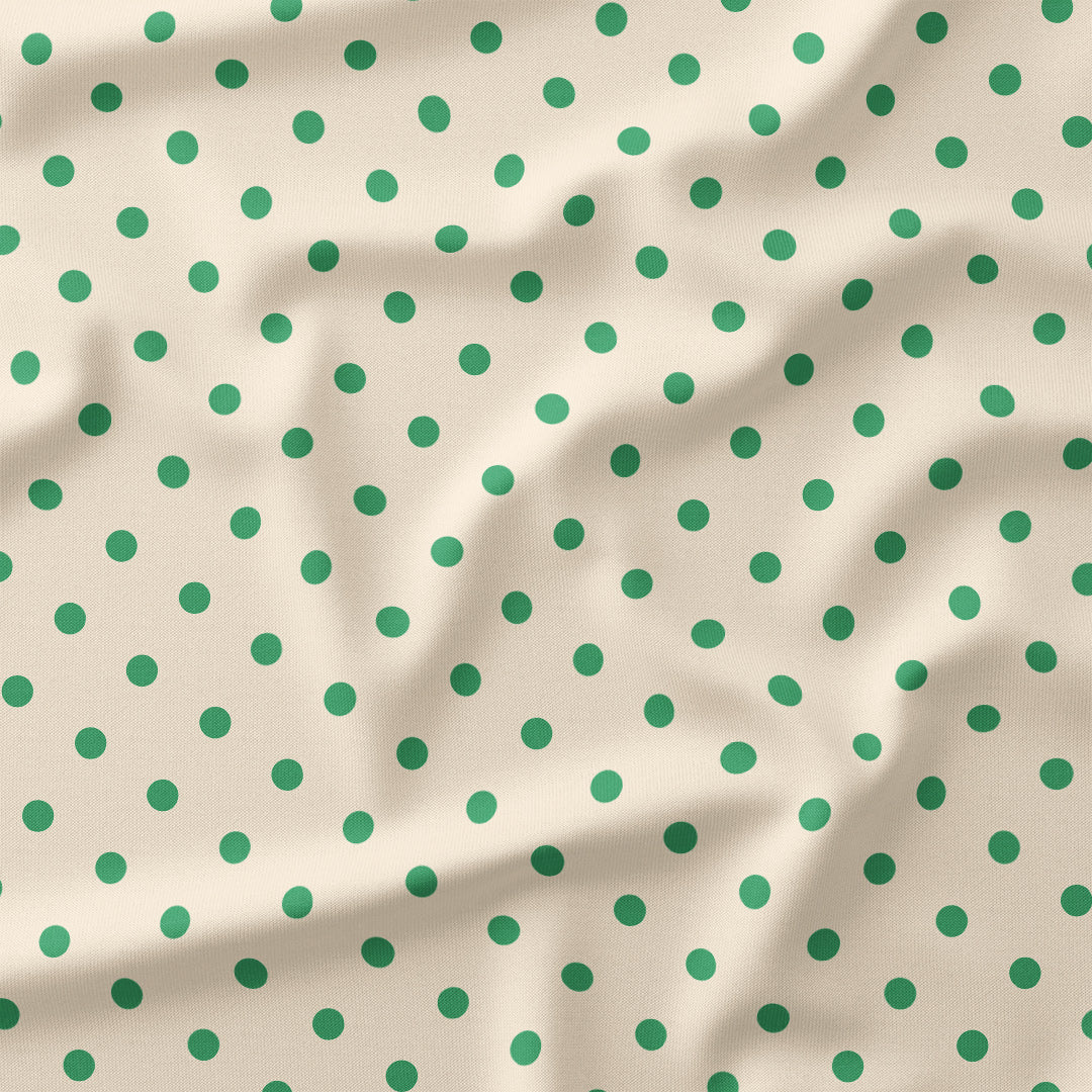 Polka Dot Green and Cream fabric