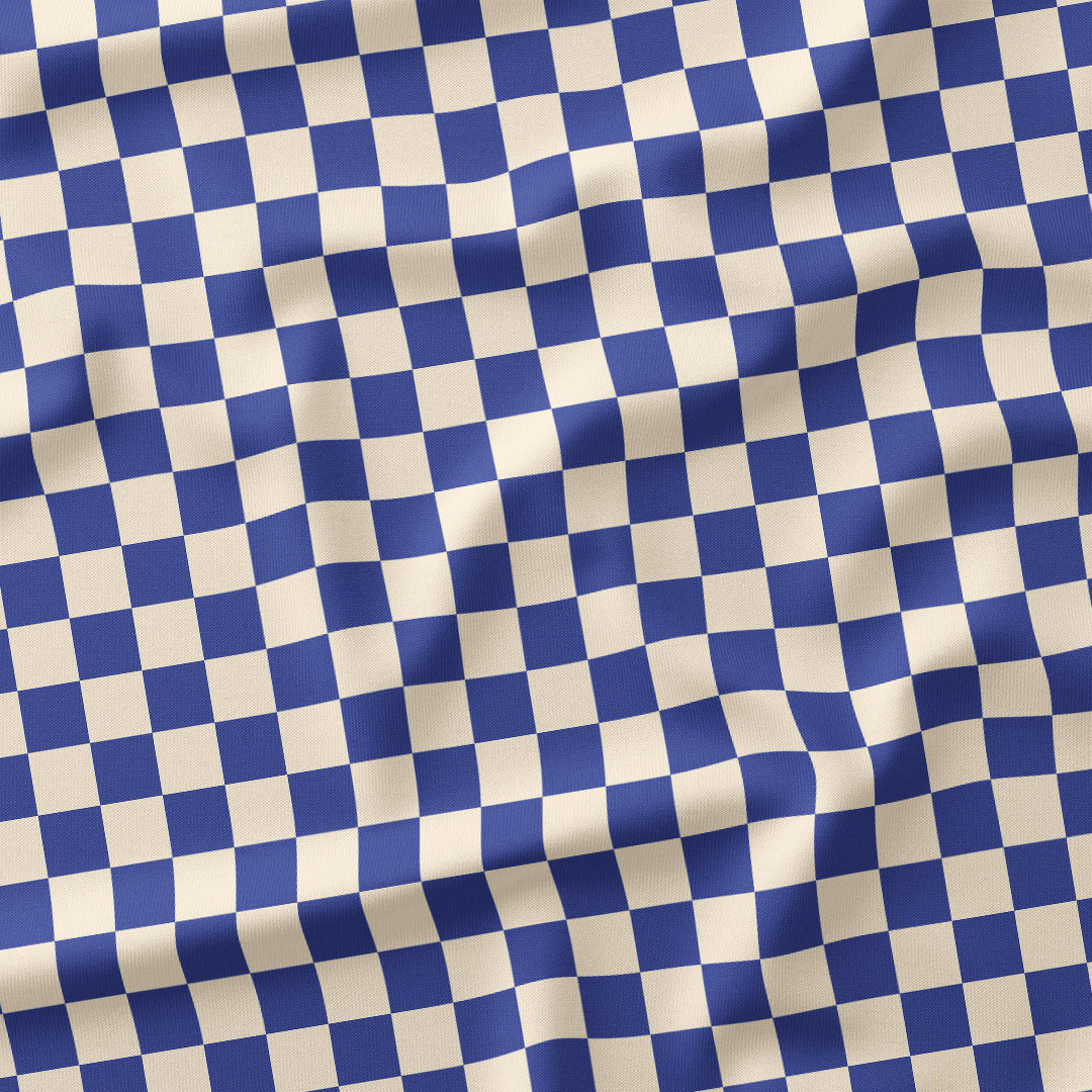 Check Cream and Blue fabric