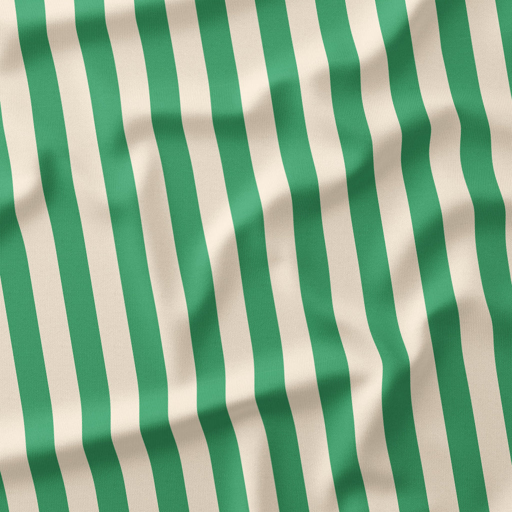 Stripe Cream and Green fabric