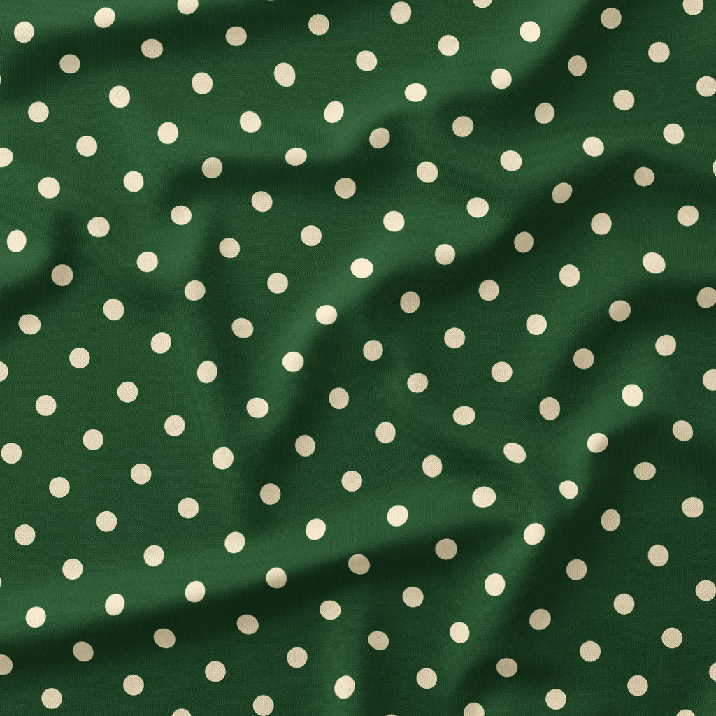 Polka Dot 0.5in Cream and Dark Green Fabric
