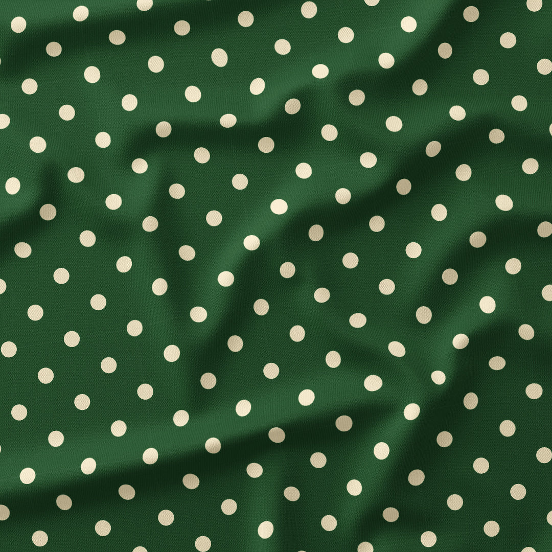 Polka Dot 0.5in Cream and Dark Green Fabric