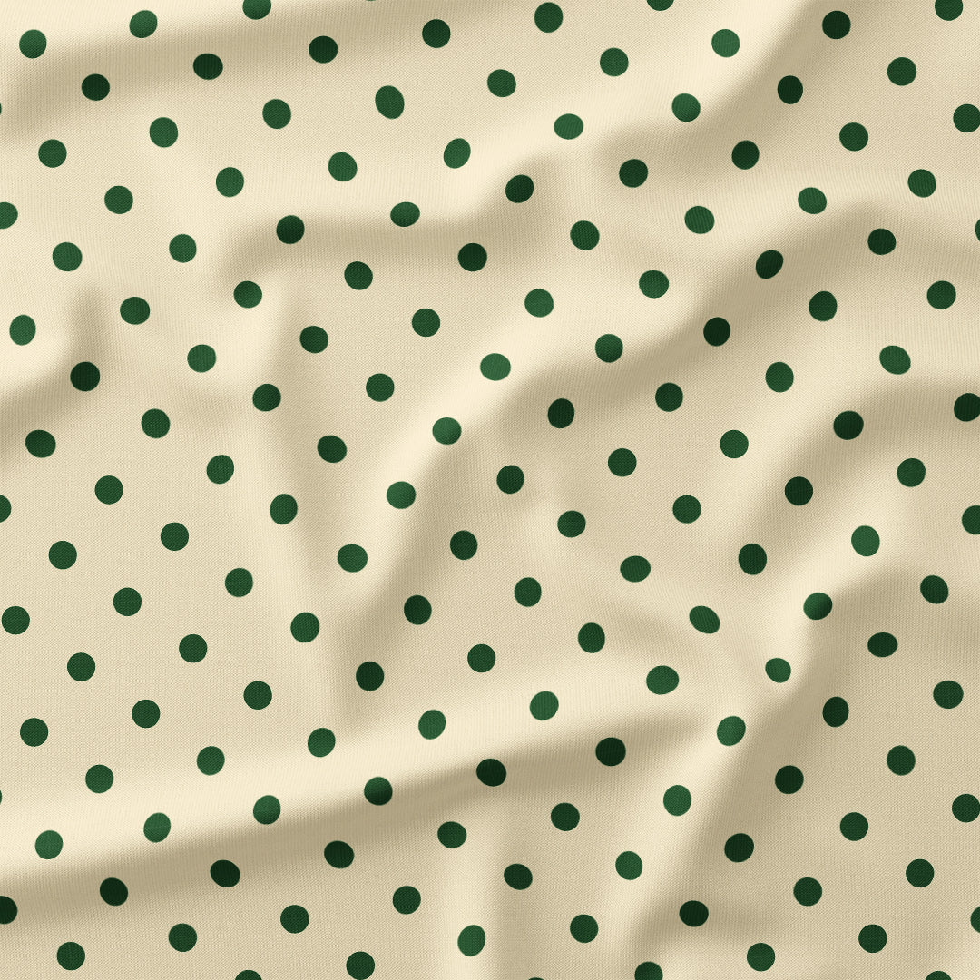 Polka Dot 0.5in Dark Green and Cream Fabric
