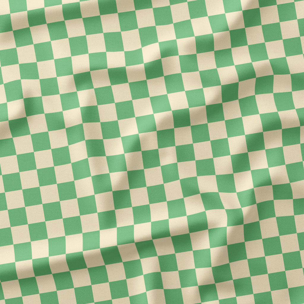 Check Cream and Mint fabric