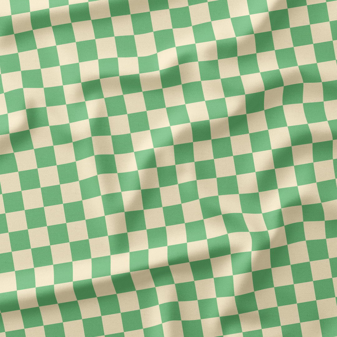 Check Cream and Mint fabric