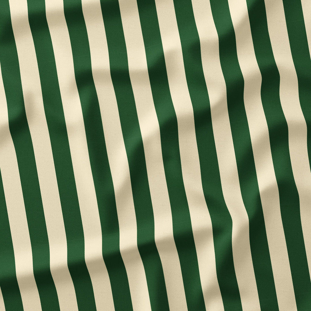 Stripe 1in Cream and Dark Green Fabric