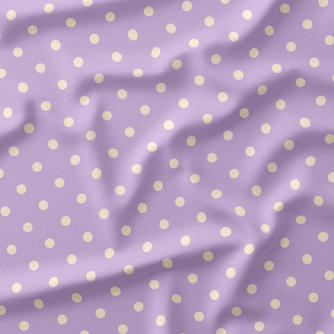 Polka Dot Cream and Lilac fabric