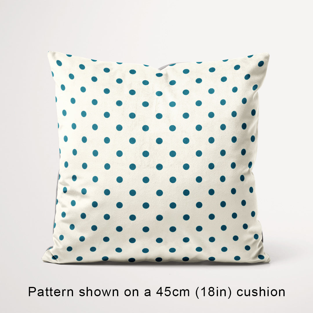 Polka Dot Dark Teal and Cream fabric, 45cm view