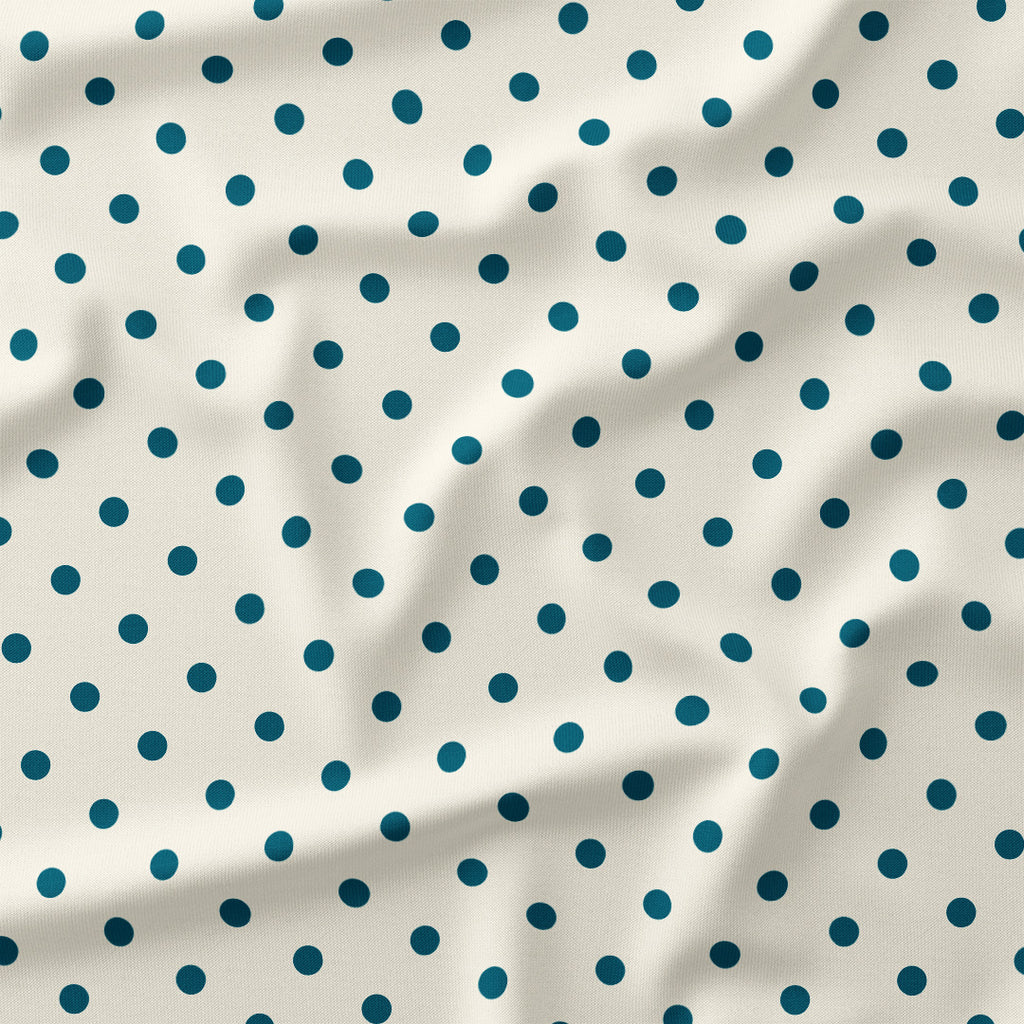 Polka Dot Dark Teal and Cream fabric
