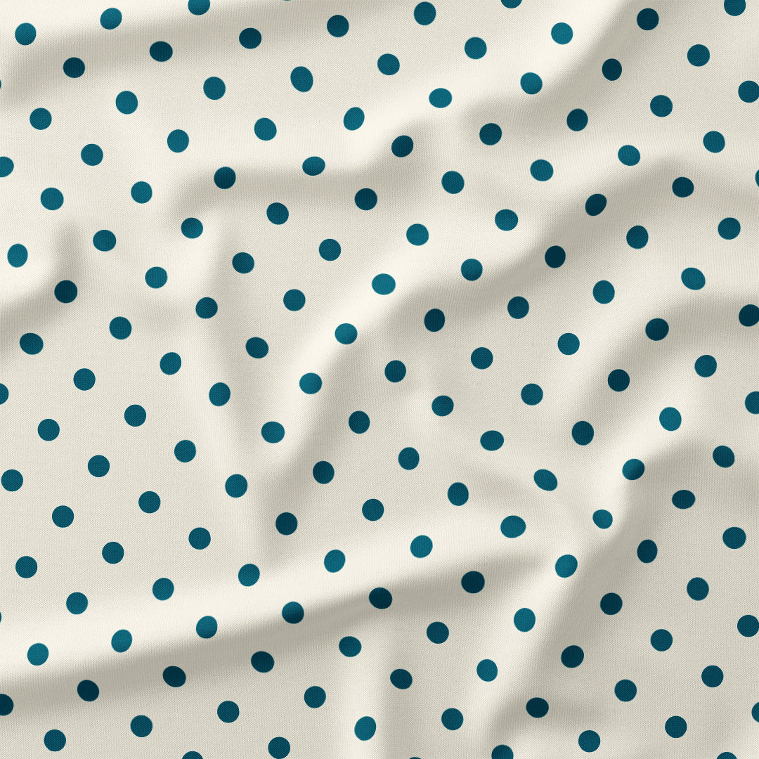 Polka Dot Dark Teal and Cream fabric