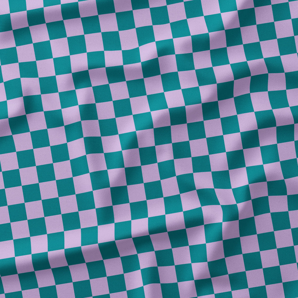Check Lilac and Teal fabric