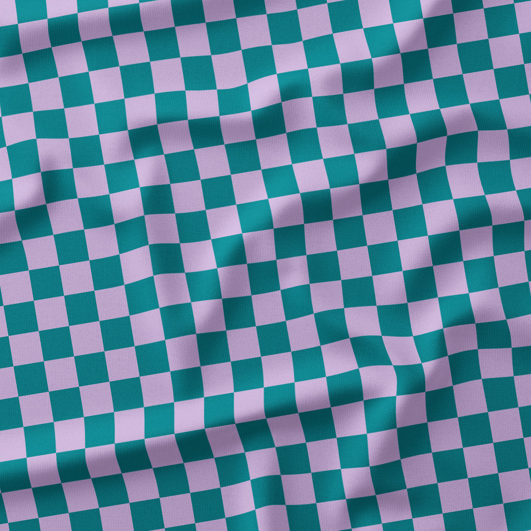 Check Lilac and Teal fabric