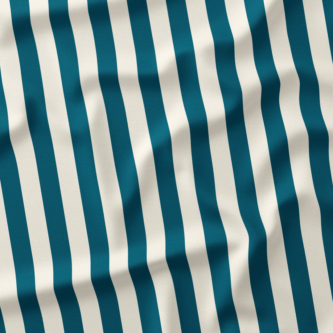 Stripe Teal and Cream fabric