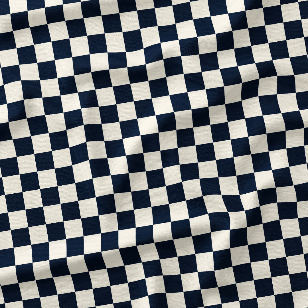 Check Navy and Cream fabric