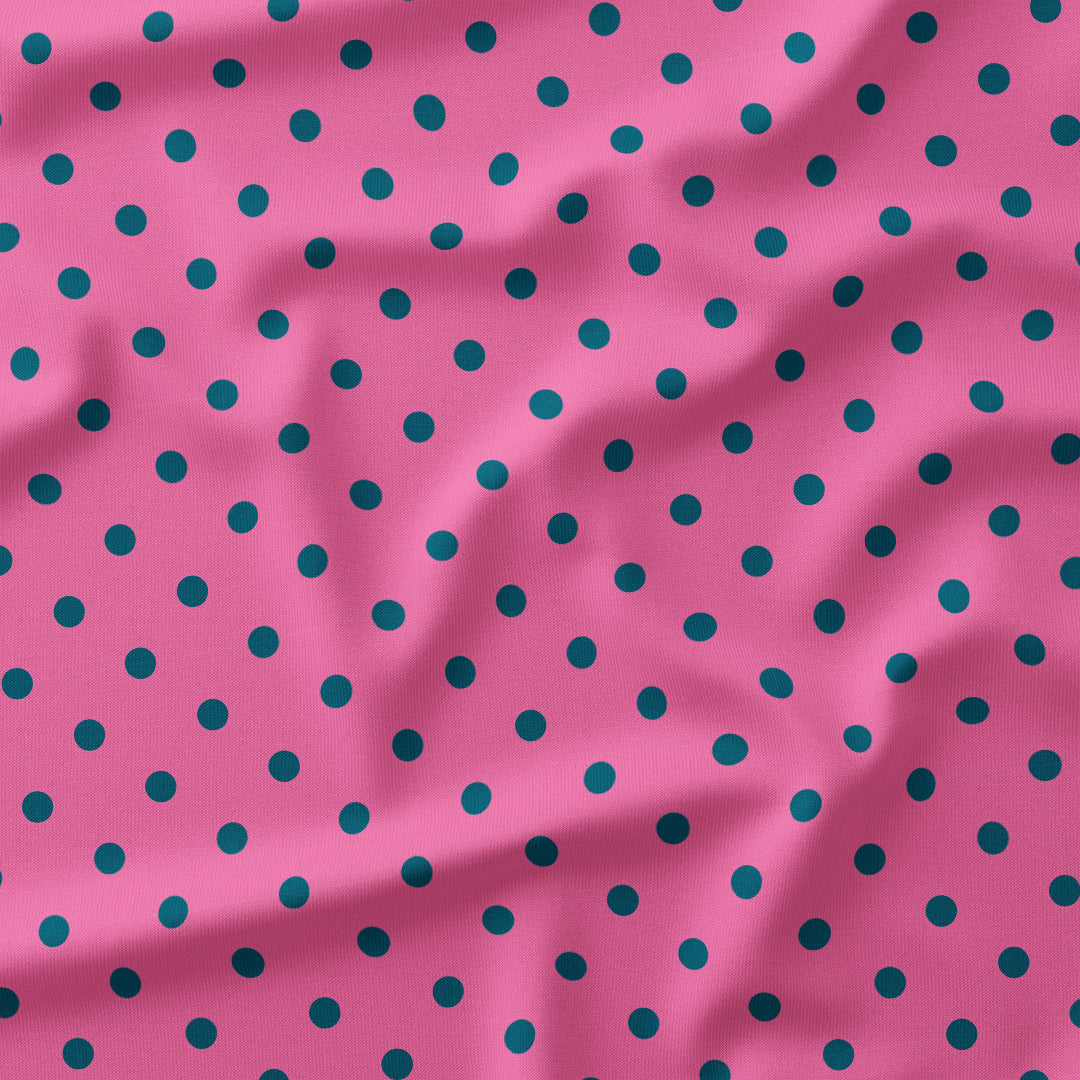 Polka Dot Dark Teal and Pink fabric