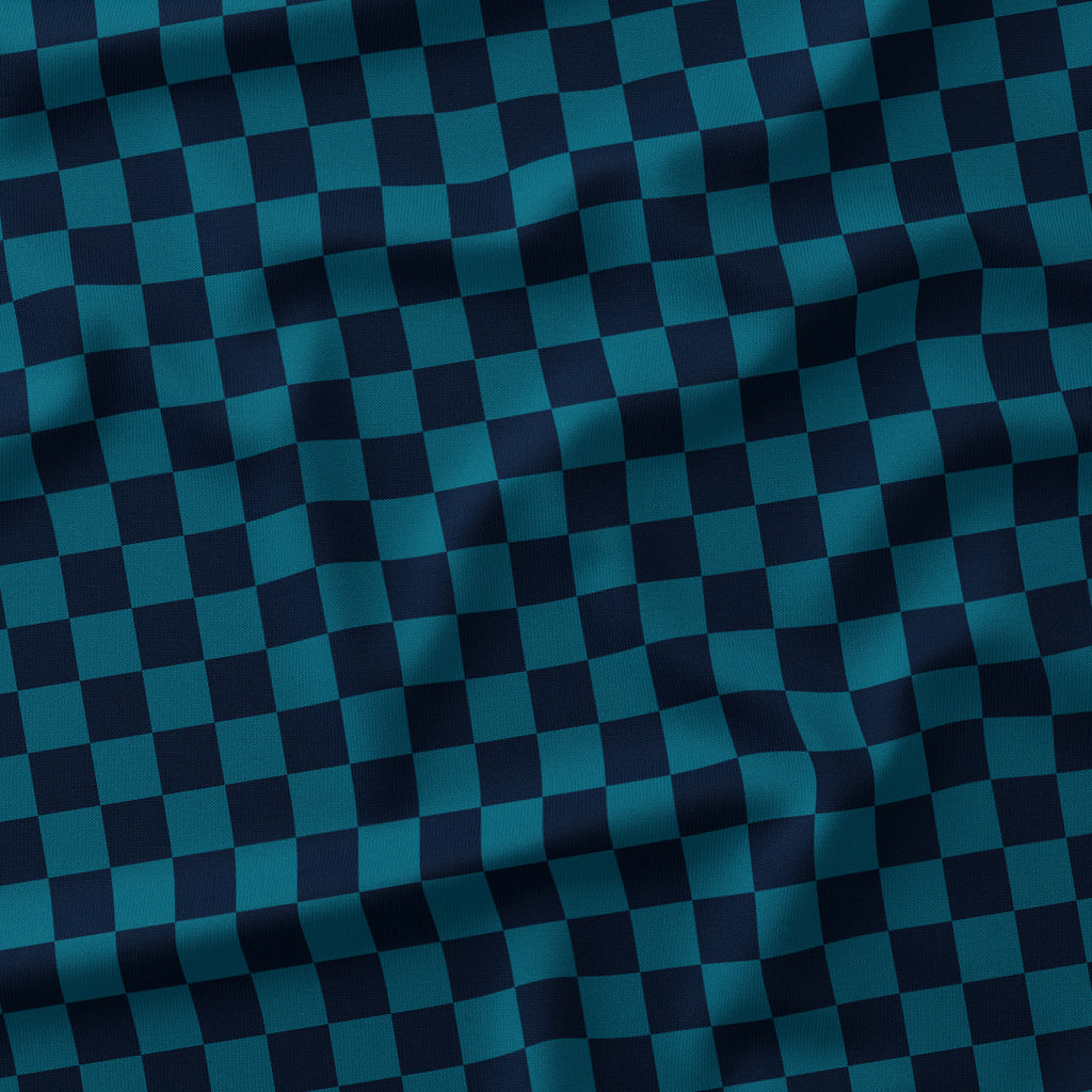 Check Navy and Dark Teal fabric