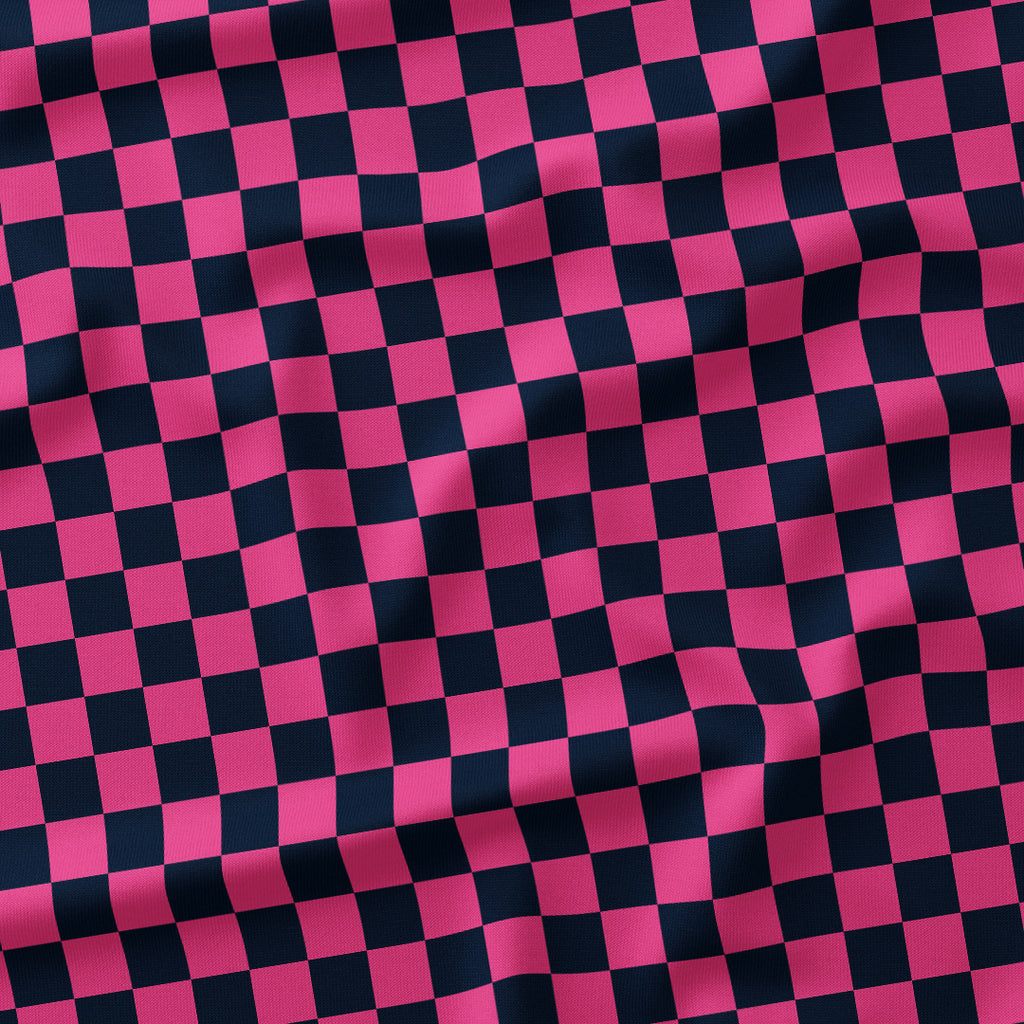 Check Navy and Pink fabric