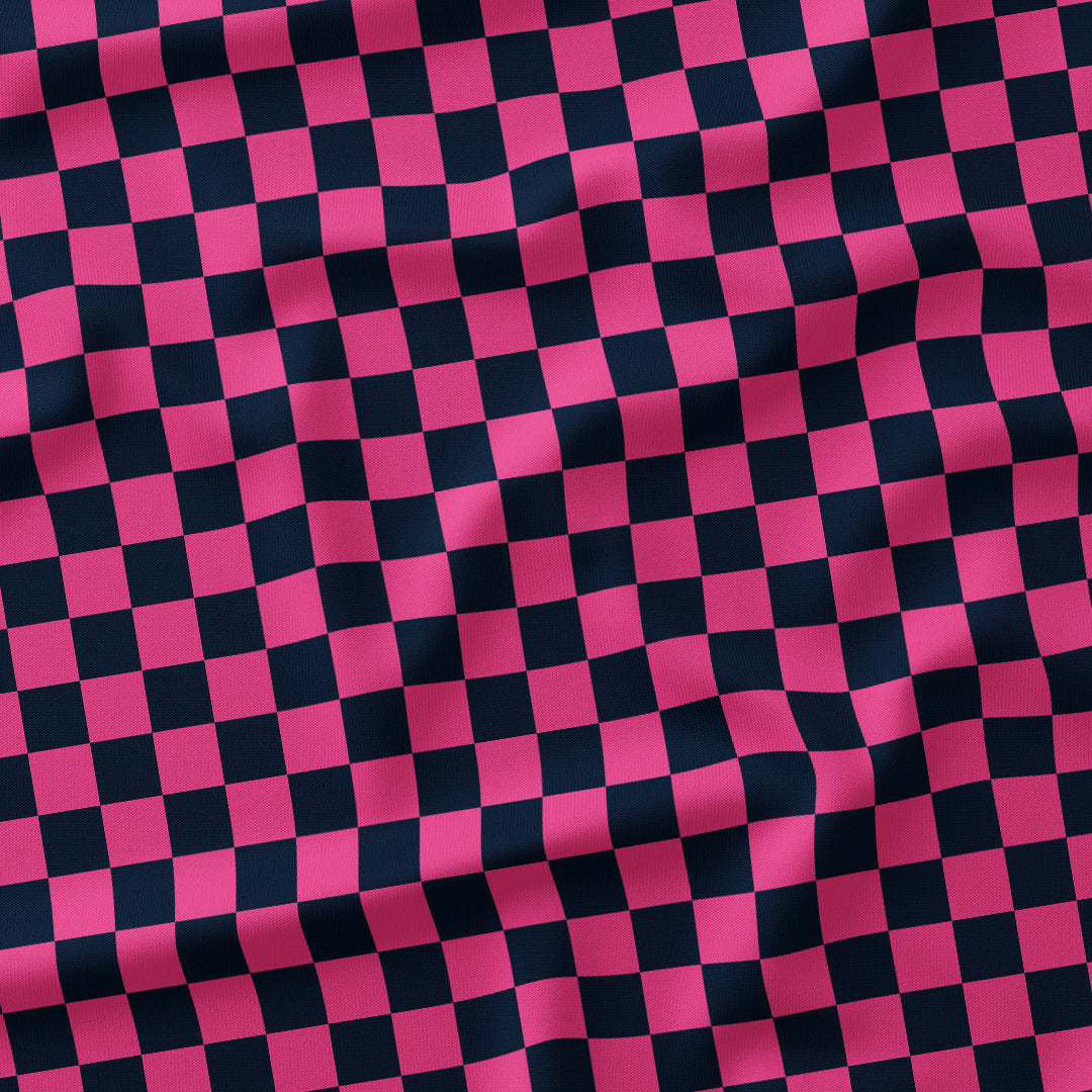 Check Navy and Pink fabric